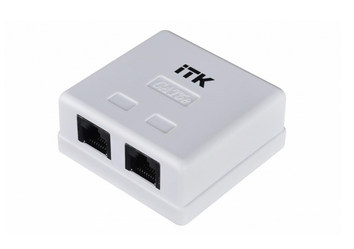 Настенная информационная розетка RJ45 8P8C, категория 5Е UTP, 2-порта, белая ITK